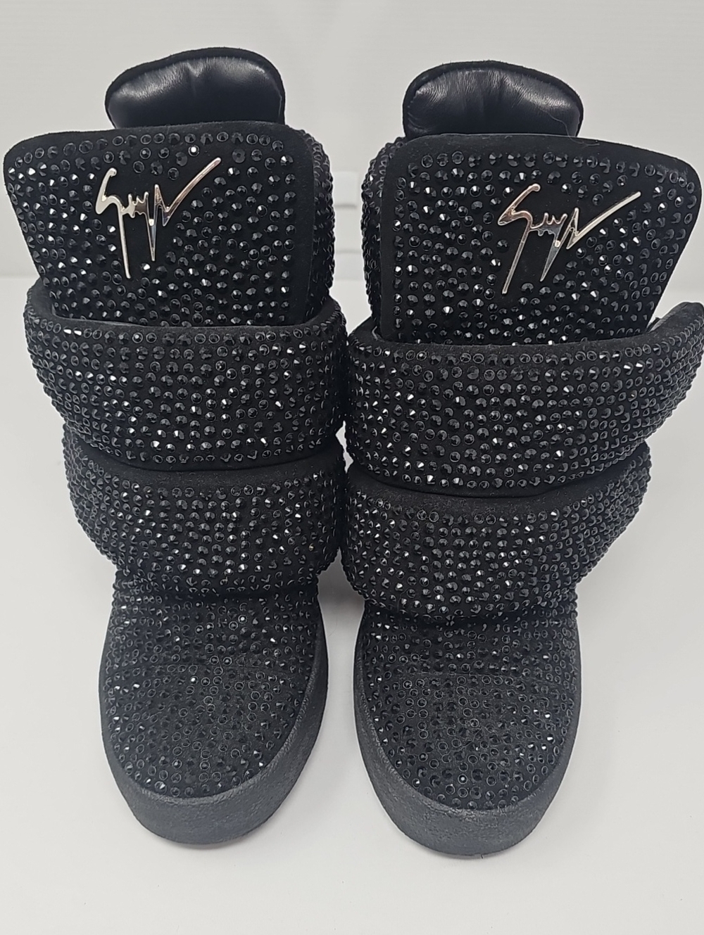Giuseppe Zanotti Black Crystal Studded Winter Boots